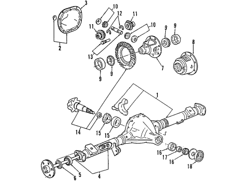 2000 Mercury Mountaineer Rear Axle, Differential, Propeller Shaft Drive Shaft Diagram for F67Z4602EA