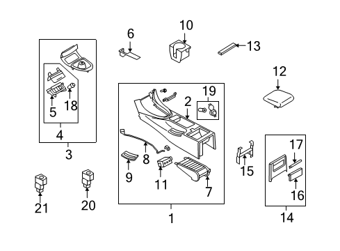 2013 Infiniti G37 Parking Aid Cup Holder Assembly Diagram for 68430-JK40C