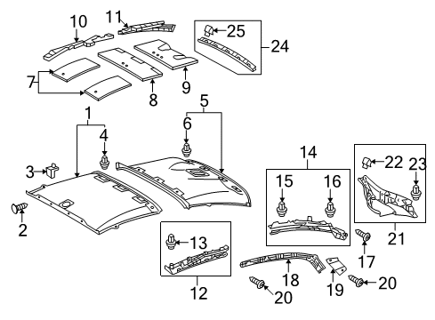 2010 Lexus IS350 Interior Trim - Retractable Top Garnish, Roof Side Rail Diagram for 62441-53011-A0