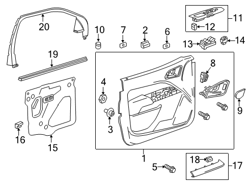 2017 GMC Canyon Front Door Window Regulator Diagram for 84864994