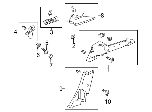 2018 Ford Focus Interior Trim - Quarter Panels Upper Trim Diagram for DV6Z-5831011-BB