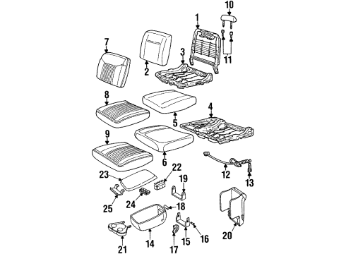 1998 Buick LeSabre Front Seat Components PAD, Front Seat Cushion Diagram for 12523547