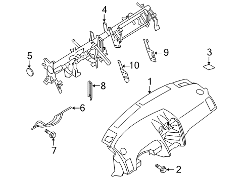 2008 Nissan Altima Cluster & Switches, Instrument Panel Panel & Pad Assy-Instrument Diagram for 68200-JA00A