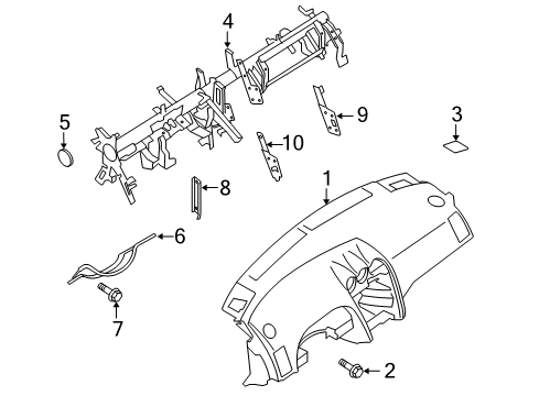 2008 Nissan Altima Cluster & Switches, Instrument Panel Mask-Instrument, LH Diagram for 68499-JA00A