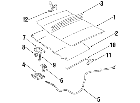 1991 Oldsmobile Cutlass Ciera Hood & Components Retainer-Hood Hold Open Rod Diagram for 14073298