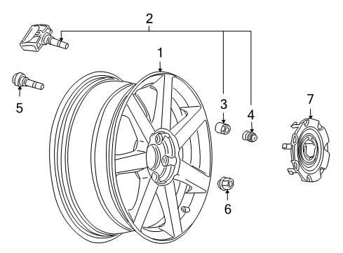 2009 Cadillac XLR Wheels, Covers & Trim Wheel Rim-18X8.0J Aluminum 61Mm Offset 120.65 B/*Chrome Diagram for 9598617