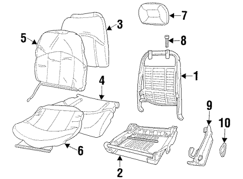 1998 Oldsmobile Intrigue Front Seat Components PAD, Front Seat Cushion Diagram for 16811365