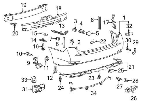 2019 Lexus GS300 Parking Aid Screw, W/WASHER TAPP Diagram for 90159-60477