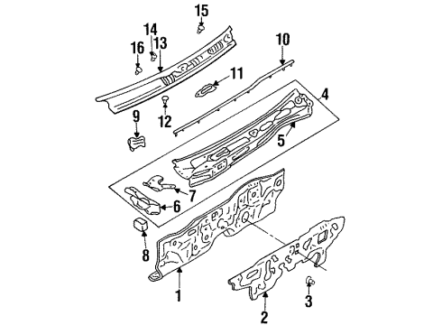 1996 Nissan Altima Cowl Clip Diagram for 01553-06861