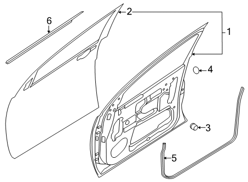 2019 Nissan NV3500 Front Door & Components, Exterior Trim Weatherstrip-Front Door, LH Diagram for 80831-1PA0B