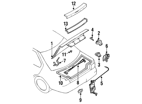 1992 Infiniti Q45 Trunk Lid Trunk Lid Lock Assembly Diagram for 84630-60U00