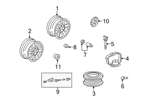 2012 Honda Ridgeline Wheels, Covers & Trim Nut, Wheel (M14) Diagram for 90304-TK4-A01