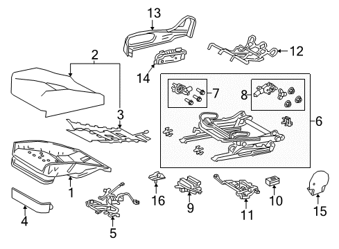 2021 Lexus LC500h Power Seats Shield, Front Seat Cushion Diagram for 71867-11010-C2