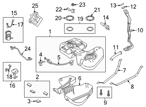 2018 Ford Taurus Fuel System Components Fuel Tank Upper Insulator Diagram for AG1Z-9A068-D