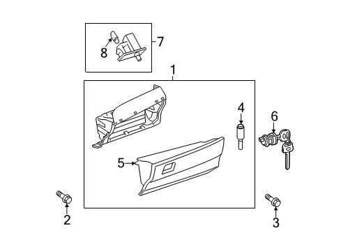 2009 Toyota Camry Glove Box Glove Box Assembly Diagram for 55303-06171-E0