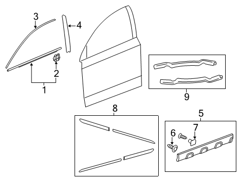 2008 Honda CR-V Exterior Trim - Front Door Guard, Door Edge *NH711M* (Silver) (WHISTLER SILVER METALLIC) Diagram for 08P20-SWA-120