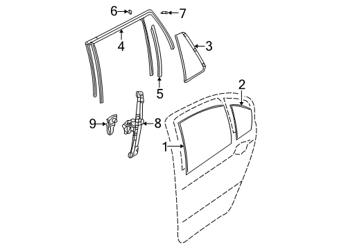 2004 BMW 325xi Rear Door Seal, Rear Left Side Window Diagram for 51348194767