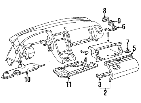 1990 Lexus LS400 Instrument Panel Arm, Glove Compartment Door Check Diagram for 55556-50010