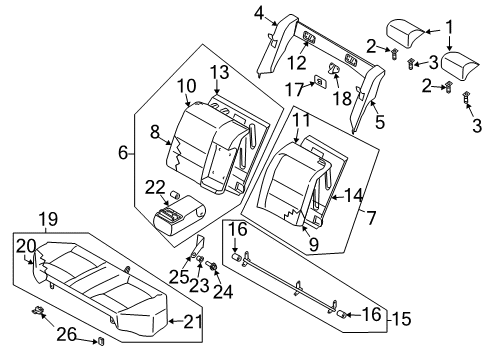 2006 Nissan Maxima Rear Seat Components Cushion Assy-Rear Seat Diagram for 88300-7Y301