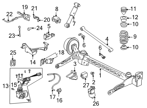 2004 Chevrolet Venture Rear Suspension, Lower Control Arm, Upper Control Arm, Ride Control, Stabilizer Bar, Suspension Components Rear Sensor Diagram for 88964311