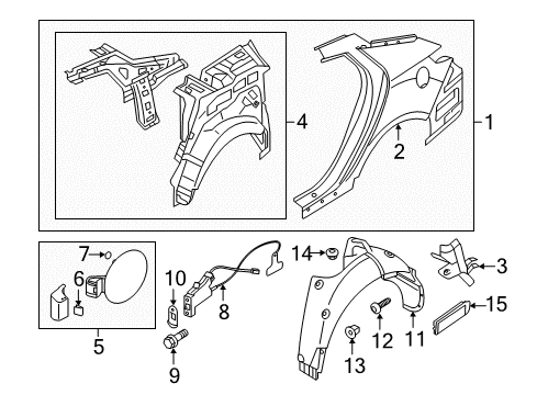 2011 Kia Optima Fuel Door Guard Assembly-Rear Wheel Diagram for 868222T301