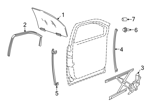 2009 Chrysler Aspen Front Door Seal-Front Door Glass Run Diagram for 55362097AH