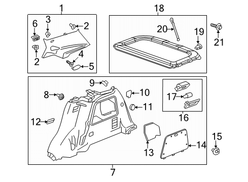 2017 Chevrolet Trax Interior Trim - Quarter Panels Upper Quarter Trim Diagram for 42498379