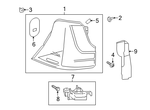 2019 Lexus LX570 Combination Lamps Cover, Rear Combination Diagram for 81497-60010