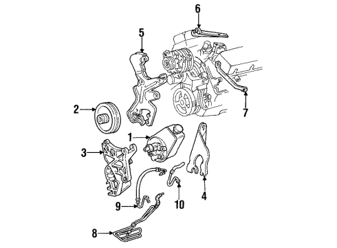 1995 Chevrolet C2500 Suburban P/S Pump & Hoses, Steering Gear & Linkage Bracket, Generator & P/S Pump Diagram for 10187610