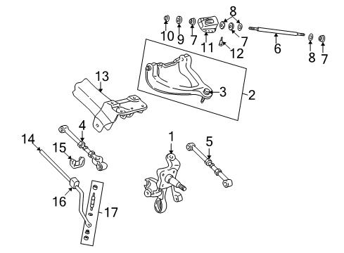 2001 Chrysler Sebring Rear Suspension Components, Upper Control Arm, Stabilizer Bar Bracket-STABILIZER Bar Diagram for 4695077AB