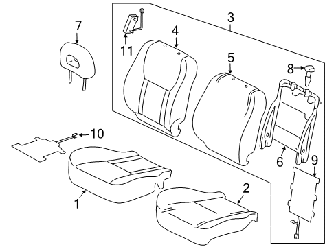 2004 Toyota RAV4 Front Seat Components Seat Back Heater Diagram for 87510-42130