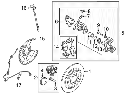 2022 Hyundai Tucson Rear Brakes CALIPER KIT-RR BRAKE, LH Diagram for 58310-N9A10