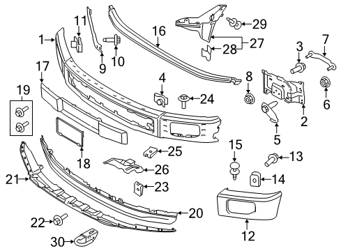 2015 Ford F-150 Front Bumper Deflector Pin Diagram for -W712196-S300