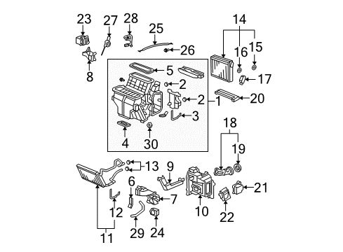 2007 Acura MDX Heater Core & Control Valve Grommet, Water Valve Cable Diagram for 79770-SE0-000