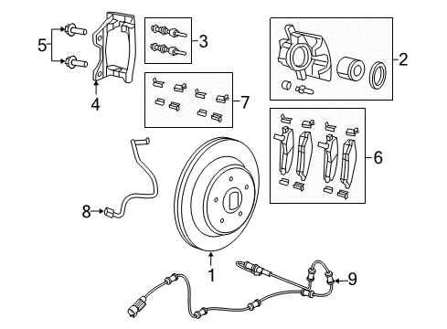 2021 Jeep Wrangler Brake Components Spring Ki-Disc Brake Pad Diagram for 68376750AA