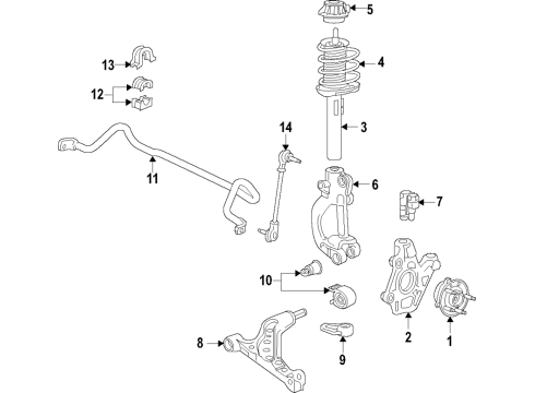 2018 Buick Envision Front Suspension Components, Lower Control Arm, Stabilizer Bar Mount Diagram for 23343662