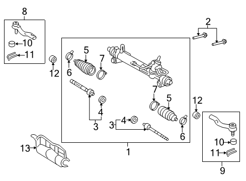 2010 Toyota Avalon Steering Column & Wheel, Steering Gear & Linkage Inner Tie Rod Diagram for 45503-09420