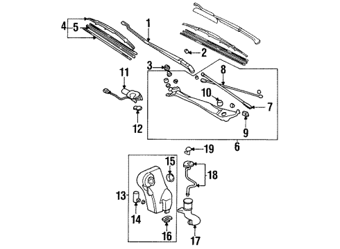 1992 Acura Vigor Wiper & Washer Components Motor, Front Wiper Diagram for 76505-SM4-A01