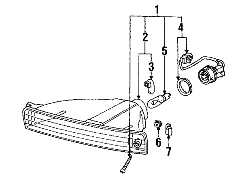 1994 Acura Vigor Signal Lamps Light Assembly, Left Front Turn Diagram for 33350-SL5-A02