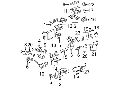 2007 Cadillac DTS Air Conditioner Mode Motor Diagram for 25770696