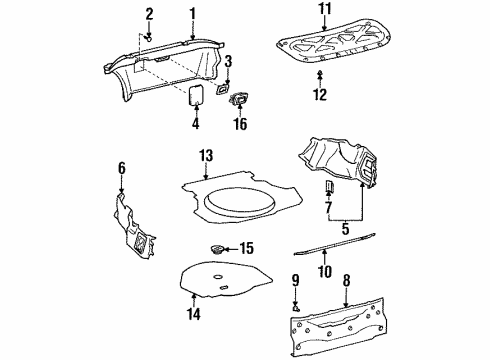1995 Toyota Celica Interior Trim - Rear Body Front Cover Clip Diagram for 90080-46218