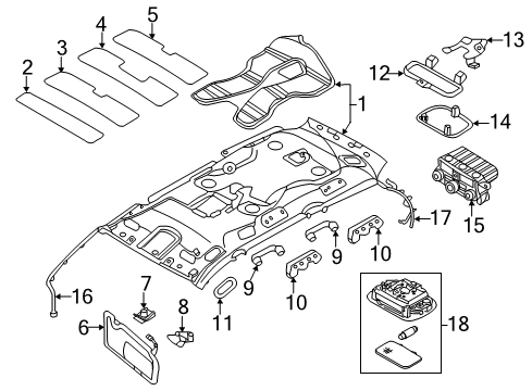 2012 Kia Sedona Interior Trim - Roof Control Assembly-Rear Heat Diagram for 973404D030TW