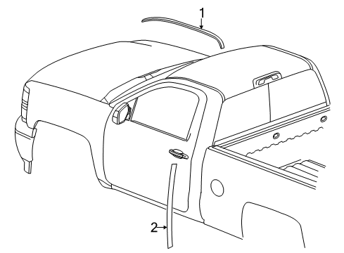 2015 GMC Sierra 1500 Exterior Trim - Cab Roof Molding Diagram for 84293170