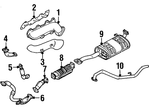 1995 Isuzu Trooper Exhaust Components, Exhaust Manifold Manifold, Driver Side Exhuast Diagram for 8-97081-232-2