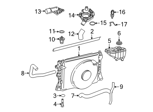2005 Ford Mustang Radiator & Components Outlet Hose Diagram for 4R3Z-8A595-BA