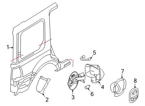 2007 Ford Expedition Quarter Panel & Components Splash Shield Diagram for 7L1Z-4028370-A