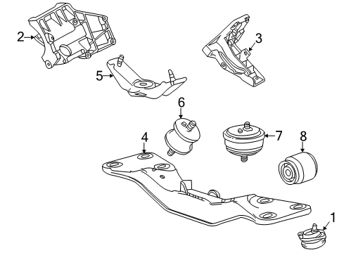 1995 BMW 740i Engine & Trans Mounting Engine Mount Left Diagram for 22121704581