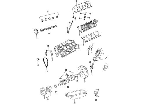 1990 Cadillac Seville Engine Parts, Mounts, Cylinder Head & Valves, Camshaft & Timing, Oil Pan, Oil Pump, Crankshaft & Bearings, Pistons, Rings & Bearings LIFTER, HY Diagram for 5235498