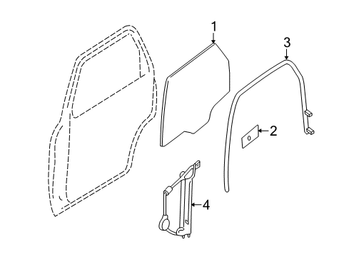 2009 Mercury Mariner Rear Door Door Glass Diagram for 8L8Z-7825712-A