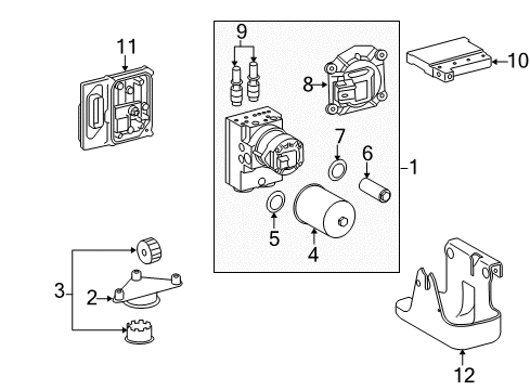 2008 GMC Yukon ABS Components Brake Pressure Modulator Valve Assembly Diagram for 25914986